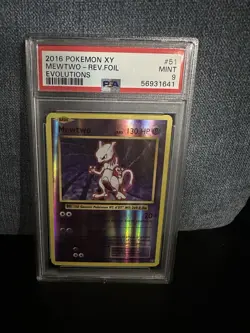 PSA 9 Mewtwo 2016 Pokemon XY Evolutions Reverse Holo 51/108 - Image 1