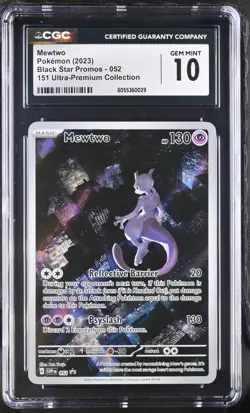 POKEMON English Mewtwo 052 2023 Black Star Promo 151 Holo CGC 10 - Image 1