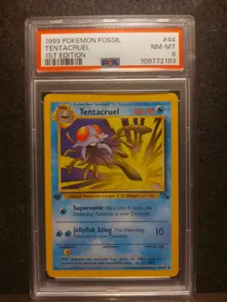 1999 Pokemon Fossil 1st Edition #44 TENTACRUEL PSA 8 Freshly Graded - Image 1