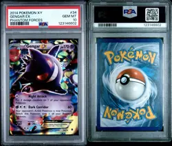 2014 POKEMON XY PHANTOM FORCES #34 GENGAR EX PSA 10 - Image 3