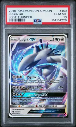 2018 POKEMON SUN & MOON LOST THUNDER #159 LUGIA GX PSA 10 - Image 1