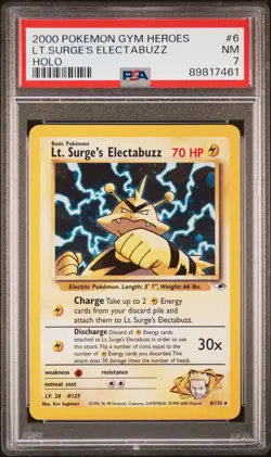 2000 POKEMON GYM HEROES HOLO #6 LT. SURGE'S ELECTABUZZ PSA 7 - Image 1