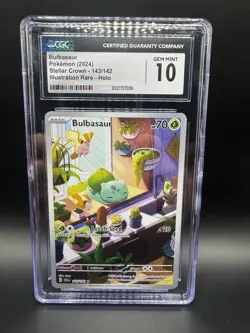 CGC 10 GEM MINT Pokemon Bulbasaur 143/142 Stellar Crown Illustration Rare - Image 1