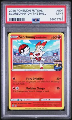 2020 POKEMON FUTSAL #004 SCORBUNNY ON THE BALL PSA 9 - Image 1