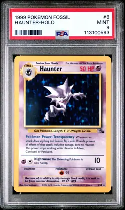 1999 POKEMON FOSSIL #6 HAUNTER-HOLO PSA 9 - Image 1
