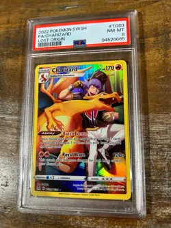 POKEMON 2022 Lost Origin Full Art CHARIZARD #TG03 PSA 8 RARE - Image 1