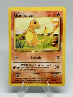 Charmander 46/102 Base Set 1999 WOTC Vintage Pokemon Card HP/Damaged - Image 1