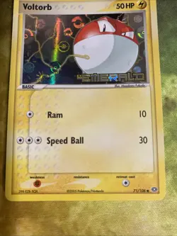 Pokemon TCG Voltorb 71/106 EX Emerald Reverse Holo 2005 Stamped Pokemon Card - Image 3