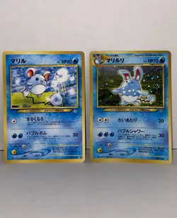 Pokemon Marill No. 183 & Holo Azumarill No. 184 Neo Japanese card LP - Image 1