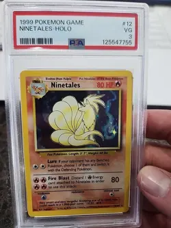 1999 Pokemon Ninetales Holo Base Set Trading Card #12/102 PSA 3 - Image 1