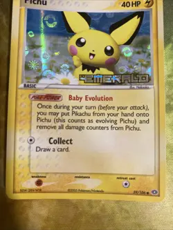 Pokemon TCG EX Emerald Pichu Stamped Reverse Holo Card 59/106 (2005) - Image 3