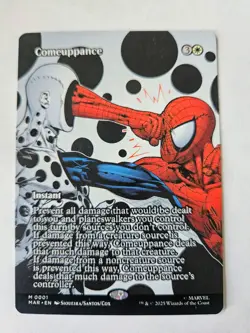 NM Borderless Comeuppance & Sp dr MTG, Marvel Spider-Man Magic the Gathering - Image 1