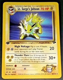 1ST EDITION LT. SURGE'S JOLTEON #28/132 - POKEMON GYM CHALLENGE - NON HOLO (NM) - Image 3