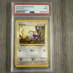 1999 POKEMON BASE SET SHADOWLESS #61 RATTATA PSA 9 - Image 1