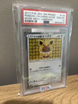 Pokemon Poncho Wearing Eevee Jolteon 138/SM-P PSA 10 Japanese Campaign Promo - Image 2