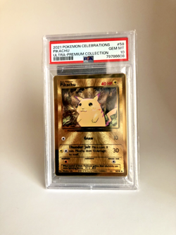 PSA 10 GEM MINT LEGENDARY Pikachu 58/102 Celebrations GOLD METAL Pokemon Card - Image 1