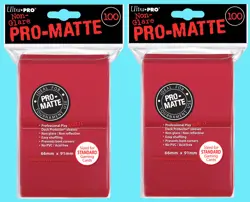 200 ULTRA PRO RED PRO-MATTE STANDARD SIZE DECK PROTECTORS Card Sleeves MTG - Image 1