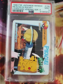 Pokemon Card Carddass Vending 130 Team Rocket & Pikachu Japanese PSA 9 Mint - Image 2