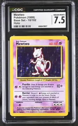 CGC 7.5 Mewtwo 1999 Base Set 10/102 Holo Pokemon Card - Image 1