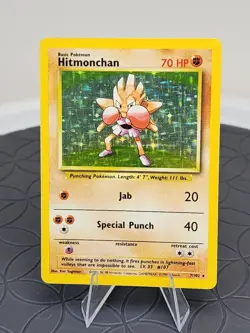 Pokemon Hitmonchan Base Set Holo Rare Trading Card 7/130 Excellent Condition - Image 1