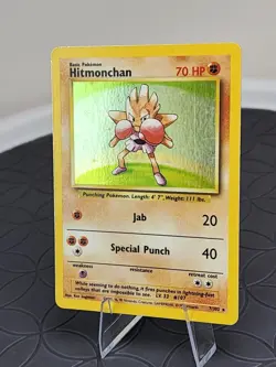Pokemon Hitmonchan Base Set Holo Rare Trading Card 7/130 Excellent Condition - Image 3