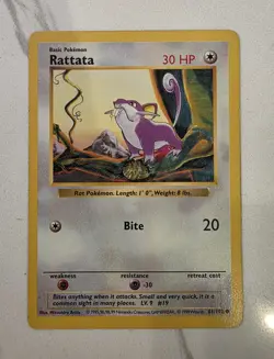 RATTATA - 61/102 - Base Set SHADOWLESS - Pokemon TCG Card (NM) - Image 1