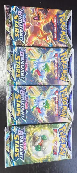 Lot Of 4 Pokemon TCG Sword & Shield Brilliant Stars Booster Packs 820650809965 - Image 1