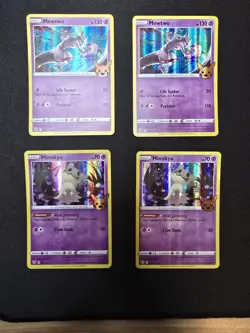 Pokemon TCG LOT! 4 cards Mewtwo Mimikyu Fast Free Shipping! - Image 1