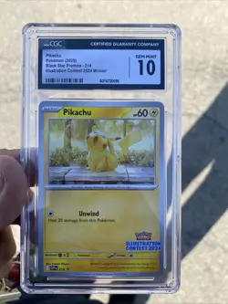 Pikachu Black Star Promo 214 Illustration Contest 2024 Pokemon CGC Gem Mint 10 - Image 1
