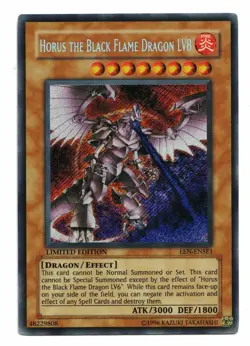 YuGiOh HORUS THE BLACK FLAME DRAGON LV8 Secret Rare Limited Edition EEN-ENSE1 - Image 1