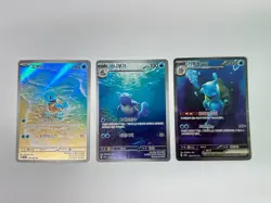 Squirtle Evolution Set - Korean Pokemon Cards - Squirtle, Wartortle, Blastoise - Image 1