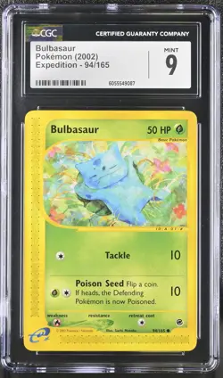 CGC 9 MINT Bulbasaur 2002 Expedition 94/165 Pokemon Card - Image 1