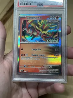 Pokemon Surging Sparks Gouging Fire SVP 151 Prerelease Promo Staff Card PSA 9 - Image 4