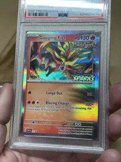 Pokemon Surging Sparks Gouging Fire SVP 151 Prerelease Promo Staff Card PSA 9 - Image 5