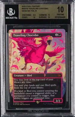 2025 MTG FINAL FANTASY NEON INK FOIL #0551B TRAVELING CHOCOBO BGS 10 - Image 1