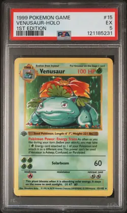 1999 POKEMON BASE SET 1ST EDITION #15 VENUSAUR-HOLO PSA 5 - Image 1