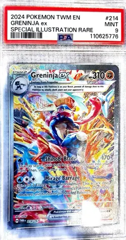 2024 Pokemon TWM-EN #214 Greninja EX Special Illustration Rare PSA Mint 9 - Image 1