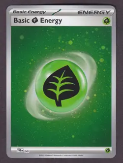 Pokemon Basic Grass Energy Scarlet & Violet 001 Cosmos Holo SWIRL X2 Common - NM - Image 1