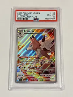 Pokemon Journey Together - Lycanroc Illustration Rare Holofoil #166/159 PSA 10 - Image 1