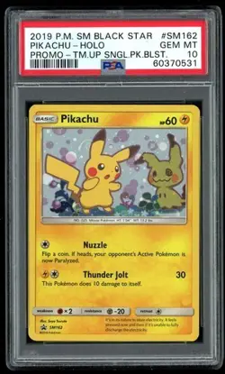 Pokemon Pikachu Team Up Single SWIRL Blister Holo Promo SM162 PSA 10 Gem Mint - Image 1