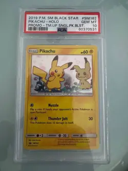 Pokemon Pikachu Team Up Single SWIRL Blister Holo Promo SM162 PSA 10 Gem Mint - Image 2