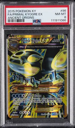 2015 POKEMON XY ANCIENT ORIGINS #96 FULL ART/PRIMAL KYOGRE EX PSA 8 - Image 1