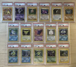 16x PSA Graded Pokemon Card Slabs Collection WOTC: Vintage Holo Charizard + More - Image 1