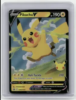 2021 Pokemon - Celebrations TCG Pikachu V Promo Holo Card #SWSH143 - Image 1