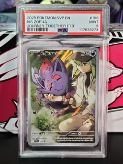 PSA 9 MINT N's Zorua Pokemon Card #189 Black Star Promo Journey Together ETB - Image 1