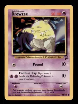 3X Pokemon Card WOTC Drowzee (Base Set 2) 73/130 MODERATELY PLAYED Non-Holo TCG! - Image 1