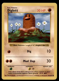 4X Pokemon Card Shadowless Diglett Base Set 47/102 LIGHTLY PLAYED Non-Holo TCG!! - Image 1