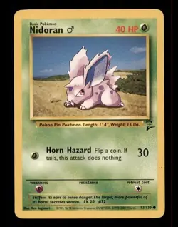 3X Pokemon Card WOTC Nidoran (Base Set 2) 83/130 MODERATELY PLAYED Non-Holo TCG! - Image 1