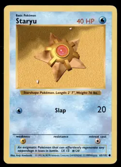 2X Pokemon Card Shadowless Staryu Base Set 65/102 MODERATELY PLAYED Non-Holo TCG - Image 1