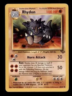 4x Pokemon Card WOTC Rhydon Jungle 45/64 MODERATELY PLAYED Non-Holo Uncommon TCG - Image 1